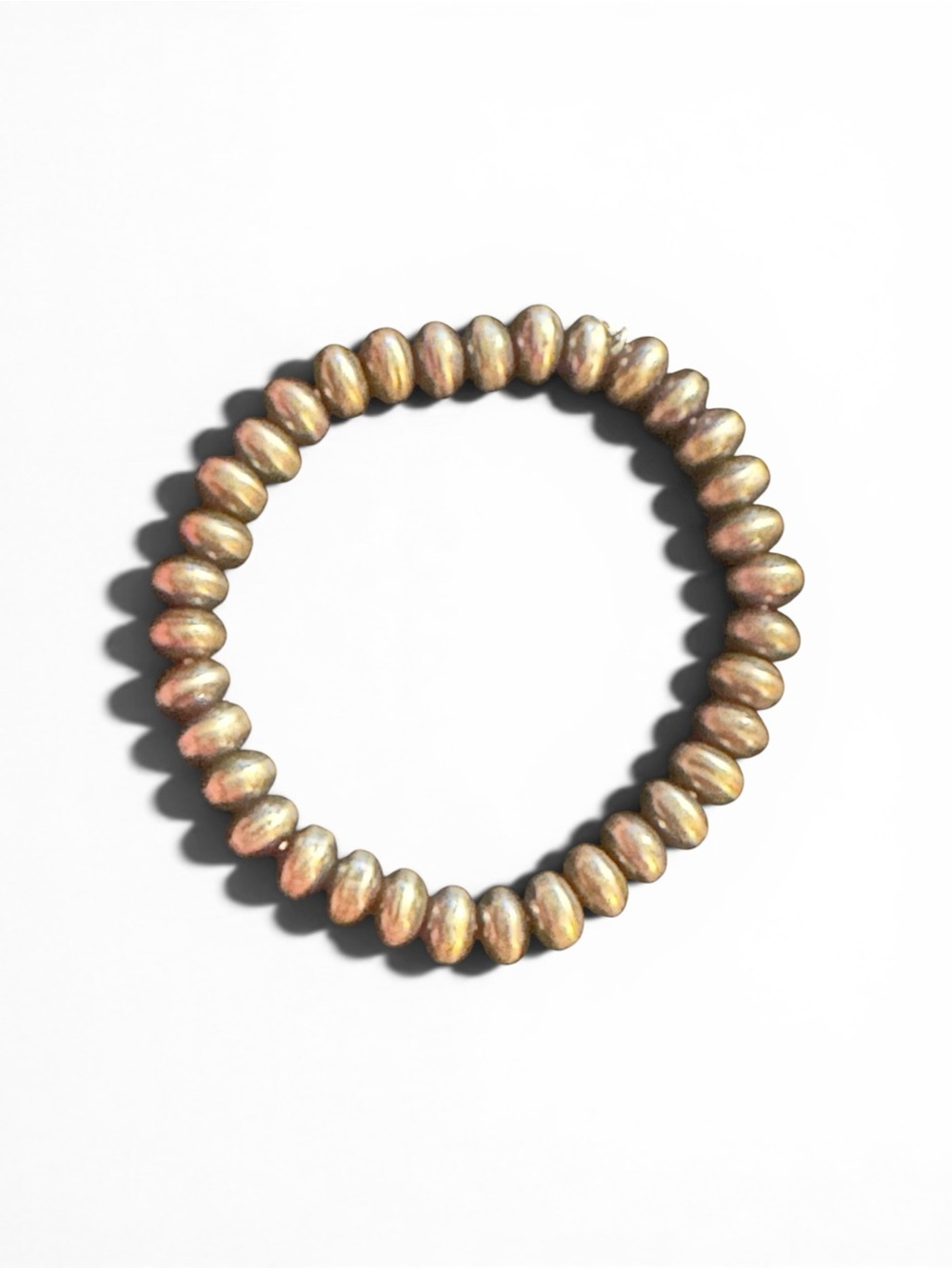 8mm Rondelle Silver Plated Copper Pearl Stretch Bracelet 6.25-7